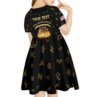 Personalized Liberia Vai Syllabary Heritage Kid Short Sleeve Dress National Emblem Golden Style - Wonder Print Shop
