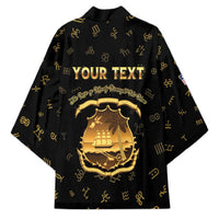 Personalized Liberia Vai Syllabary Heritage Kimono National Emblem Golden Style - Wonder Print Shop
