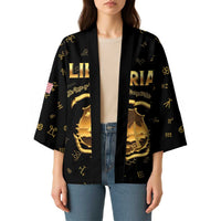 Personalized Liberia Vai Syllabary Heritage Kimono National Emblem Golden Style - Wonder Print Shop