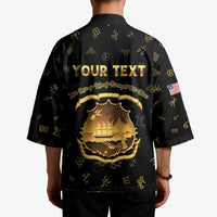 Personalized Liberia Vai Syllabary Heritage Kimono National Emblem Golden Style - Wonder Print Shop