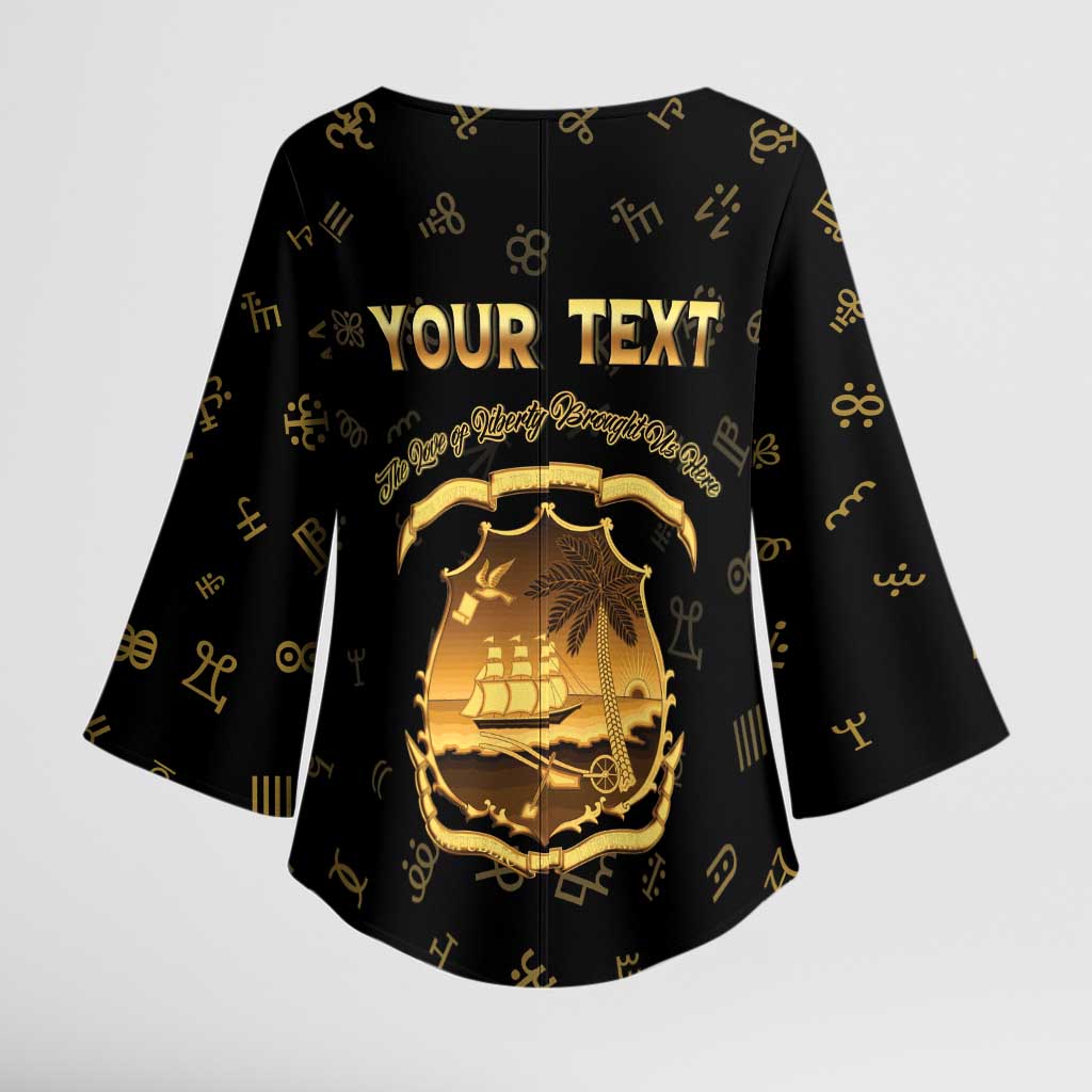Personalized Liberia Vai Syllabary Heritage Kimono Sleeve Blouse National Emblem Golden Style - Wonder Print Shop