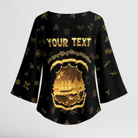 Personalized Liberia Vai Syllabary Heritage Kimono Sleeve Blouse National Emblem Golden Style - Wonder Print Shop