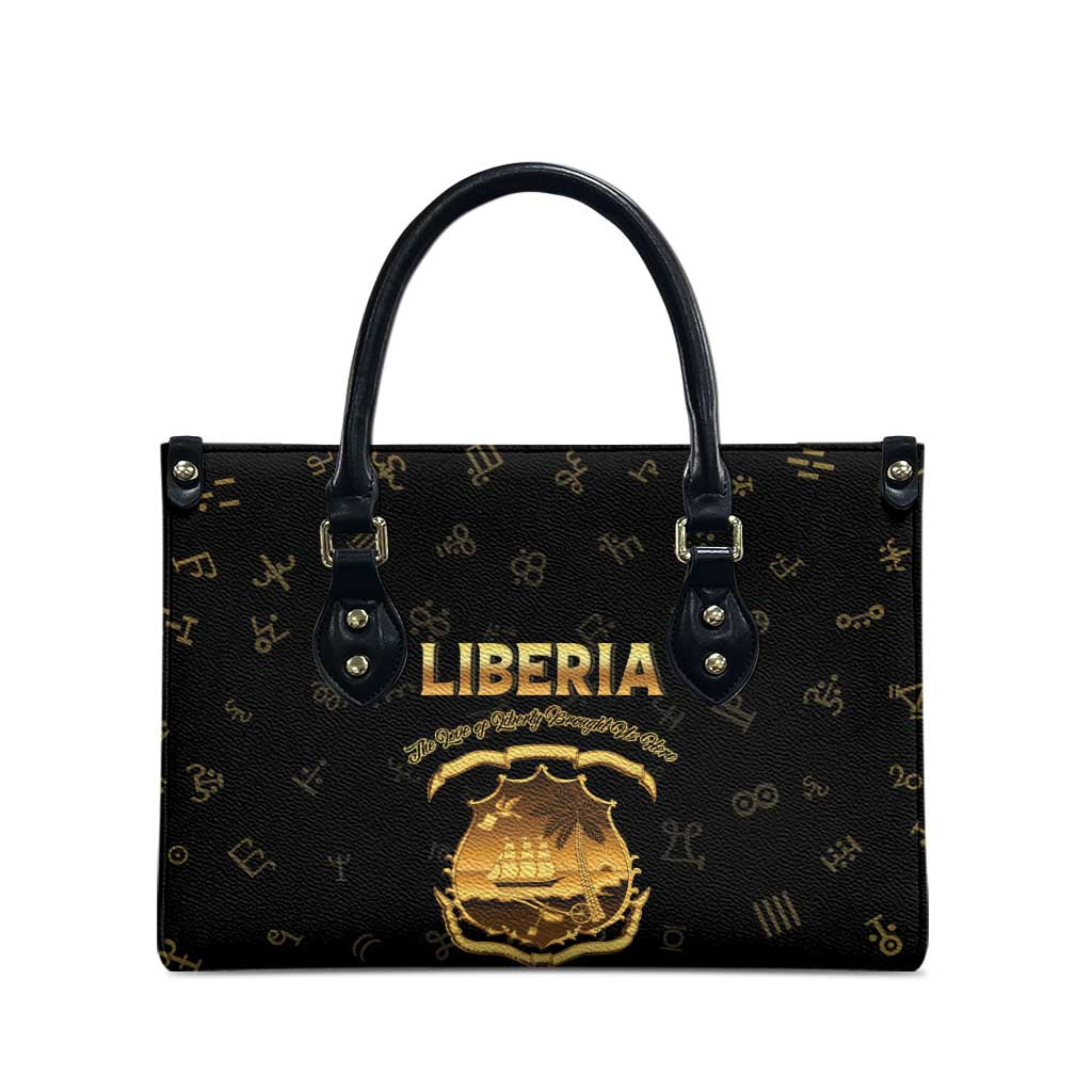 Liberia Vai Syllabary Heritage Leather Bag National Emblem Golden Style - Wonder Print Shop