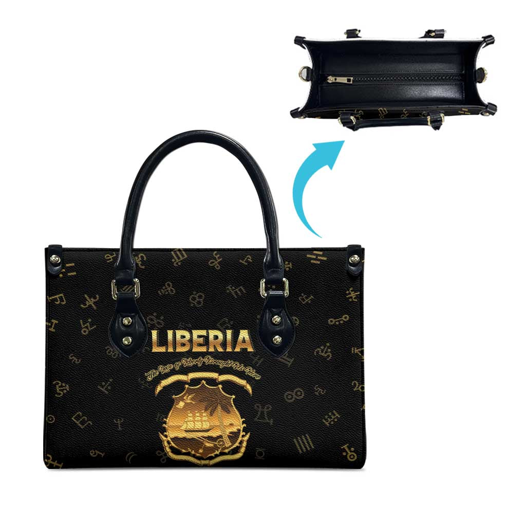 Liberia Vai Syllabary Heritage Leather Bag National Emblem Golden Style - Wonder Print Shop