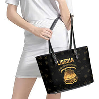 Liberia Vai Syllabary Heritage Leather Tote Bag National Emblem Golden Style - Wonder Print Shop