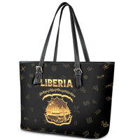 Liberia Vai Syllabary Heritage Leather Tote Bag National Emblem Golden Style - Wonder Print Shop