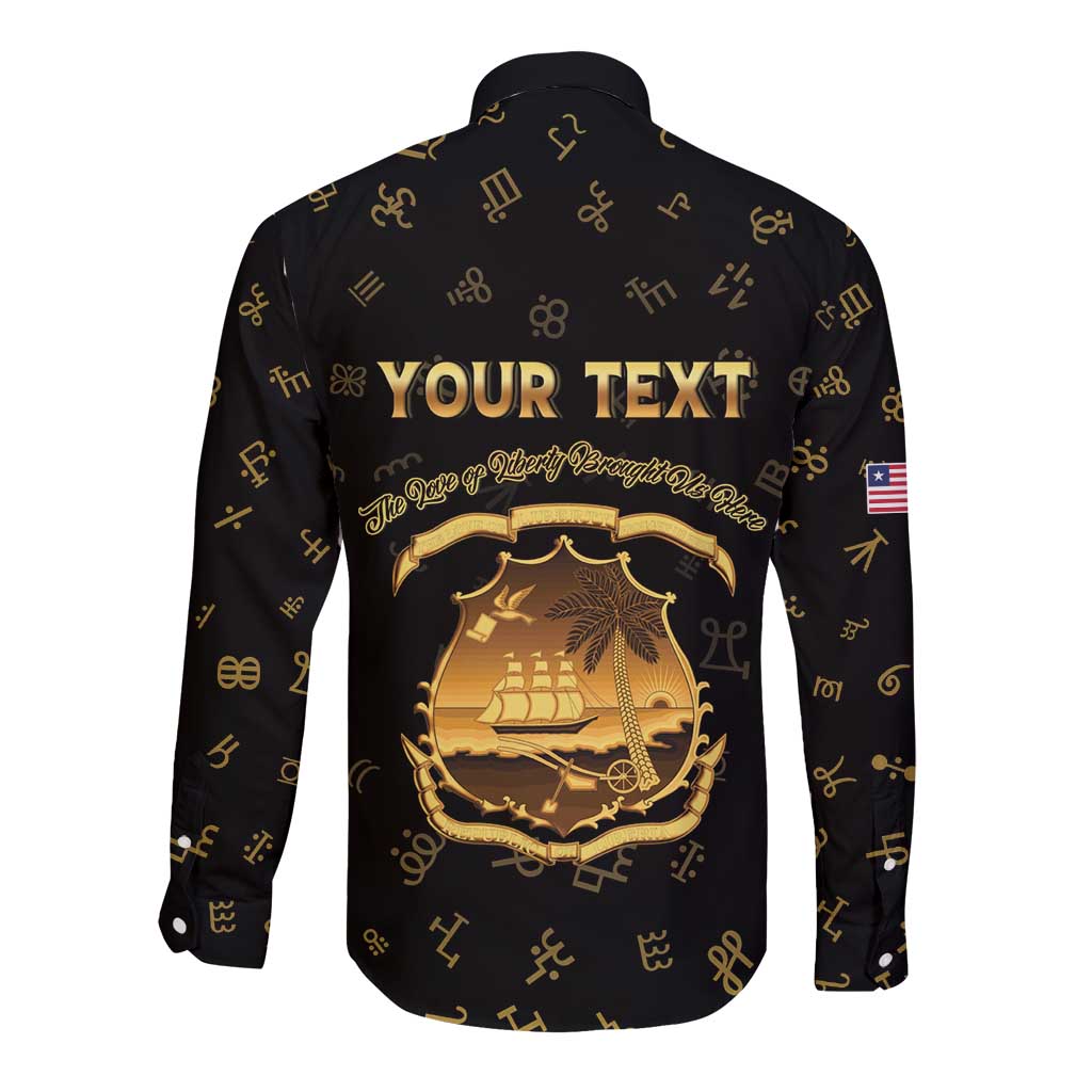Personalized Liberia Vai Syllabary Heritage Long Sleeve Button Shirt National Emblem Golden Style - Wonder Print Shop