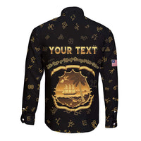 Personalized Liberia Vai Syllabary Heritage Long Sleeve Button Shirt National Emblem Golden Style - Wonder Print Shop