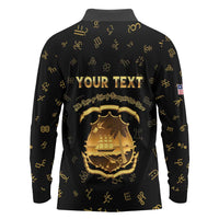 Personalized Liberia Vai Syllabary Heritage Long Sleeve Polo Shirt National Emblem Golden Style - Wonder Print Shop