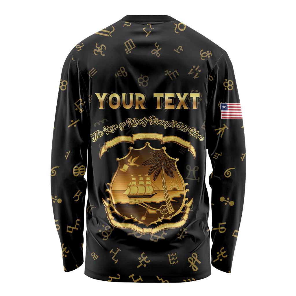 Personalized Liberia Vai Syllabary Heritage Long Sleeve Shirt National Emblem Golden Style - Wonder Print Shop