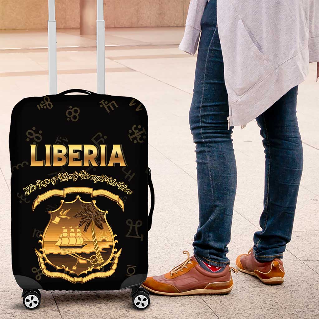 Liberia Vai Syllabary Heritage Luggage Cover National Emblem Golden Style - Wonder Print Shop
