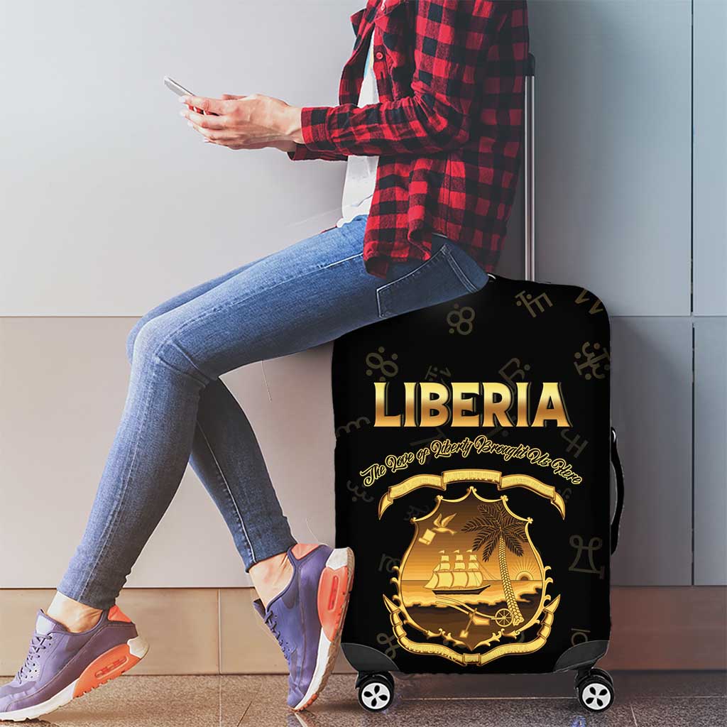 Liberia Vai Syllabary Heritage Luggage Cover National Emblem Golden Style - Wonder Print Shop