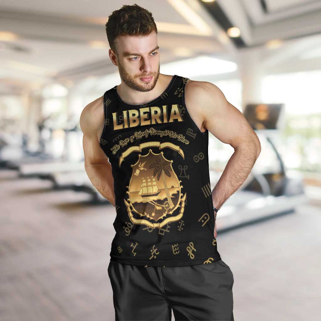 Personalized Liberia Vai Syllabary Heritage Men Tank Top National Emblem Golden Style - Wonder Print Shop
