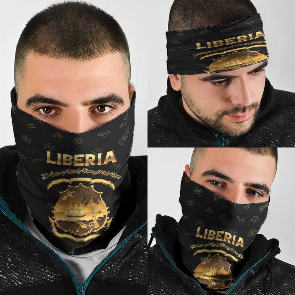 Liberia Vai Syllabary Heritage Neck Gaiter National Emblem Golden Style - Wonder Print Shop