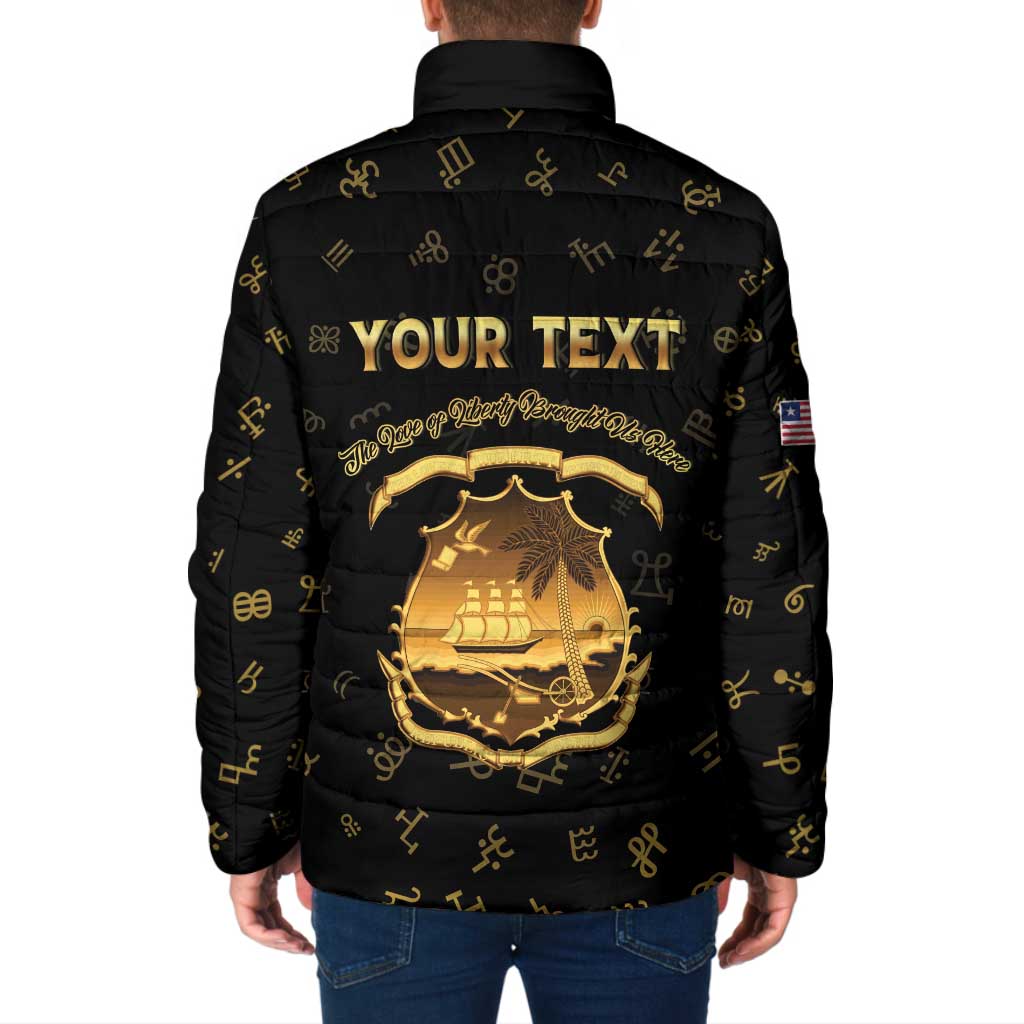 Personalized Liberia Vai Syllabary Heritage Padded Jacket National Emblem Golden Style - Wonder Print Shop
