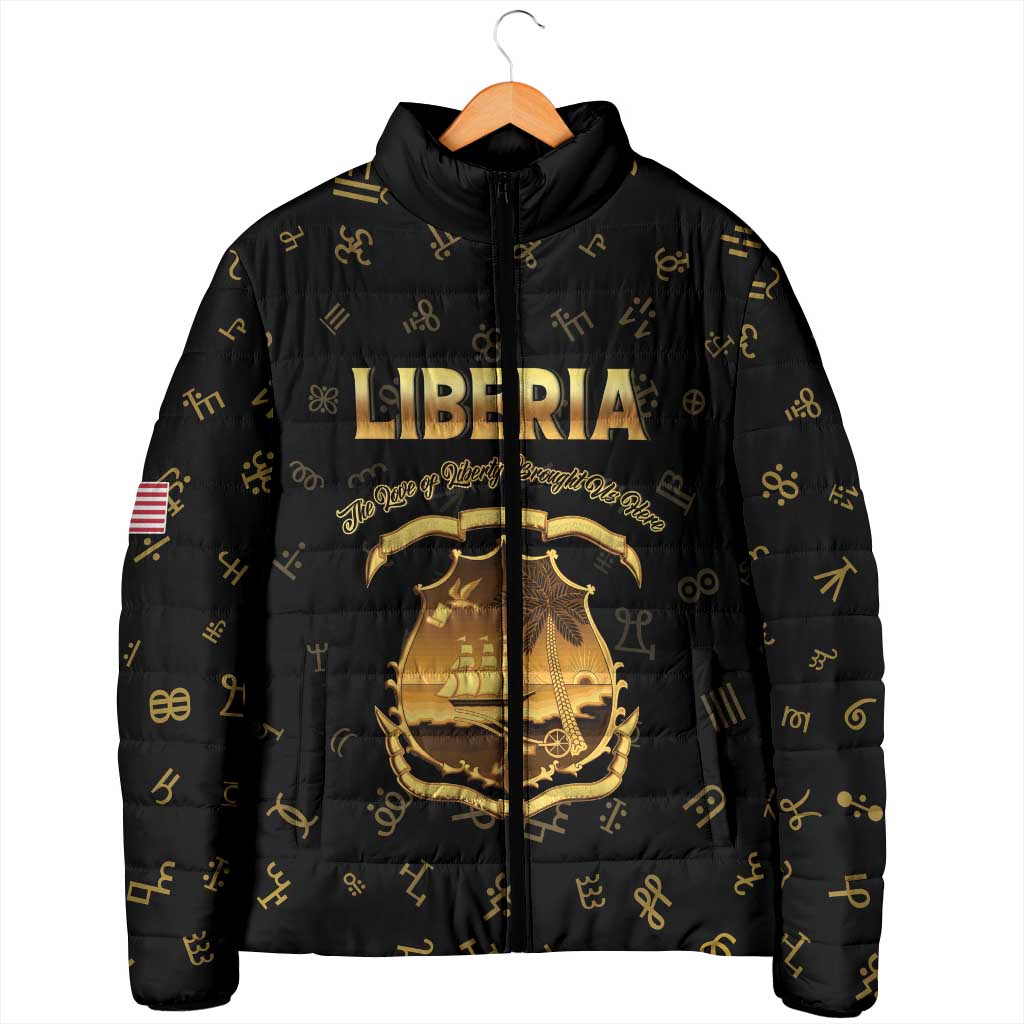 Personalized Liberia Vai Syllabary Heritage Padded Jacket National Emblem Golden Style - Wonder Print Shop