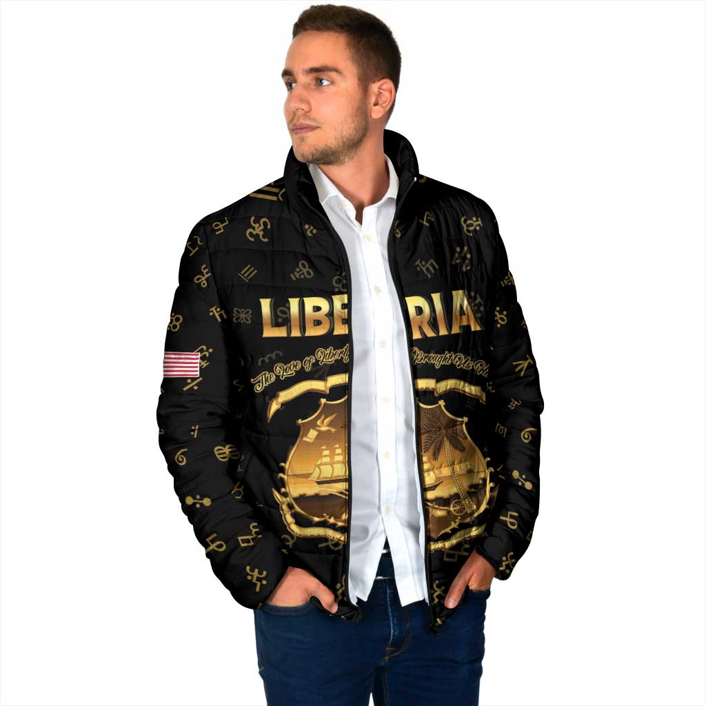 Personalized Liberia Vai Syllabary Heritage Padded Jacket National Emblem Golden Style - Wonder Print Shop