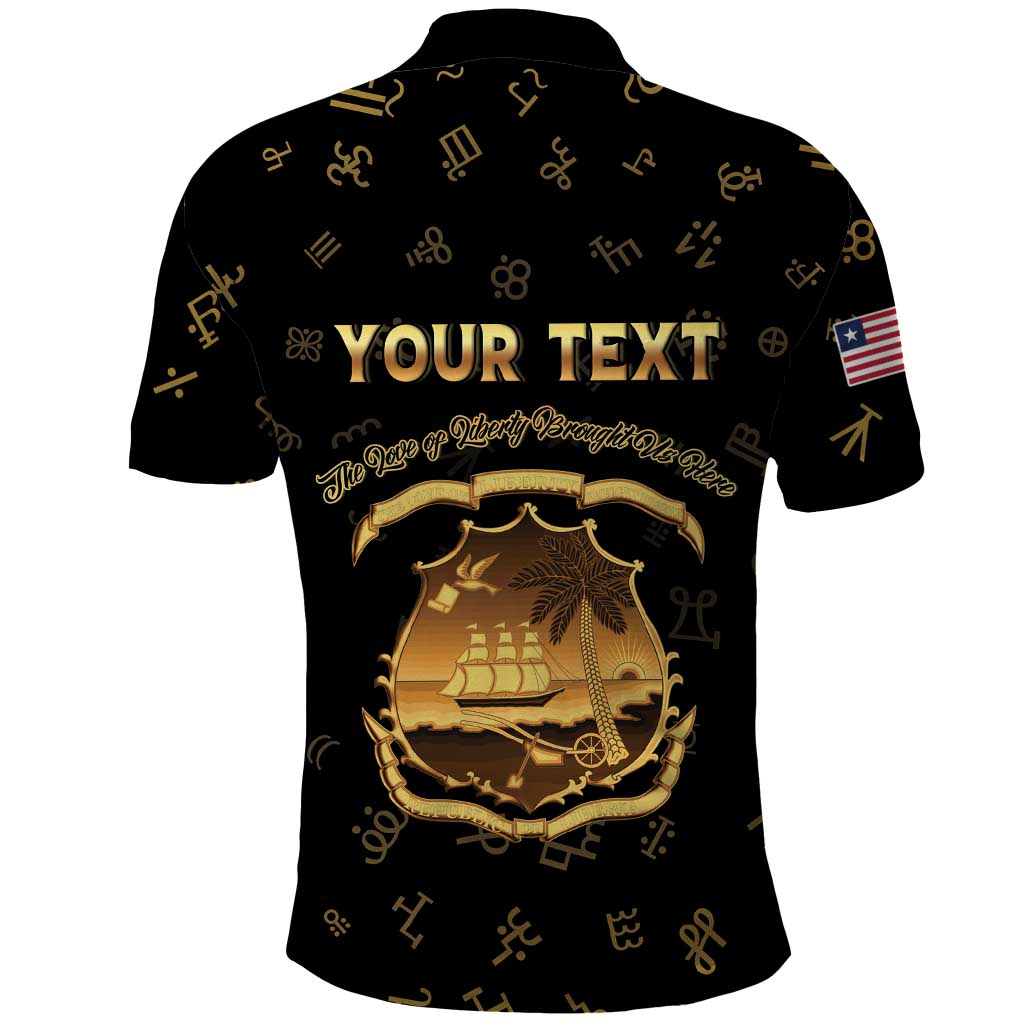 Personalized Liberia Vai Syllabary Heritage Polo Shirt National Emblem Golden Style - Wonder Print Shop