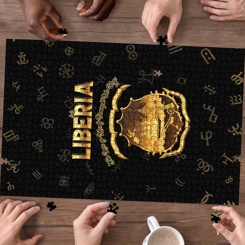 Liberia Vai Syllabary Heritage Puzzle National Emblem Golden Style - Wonder Print Shop
