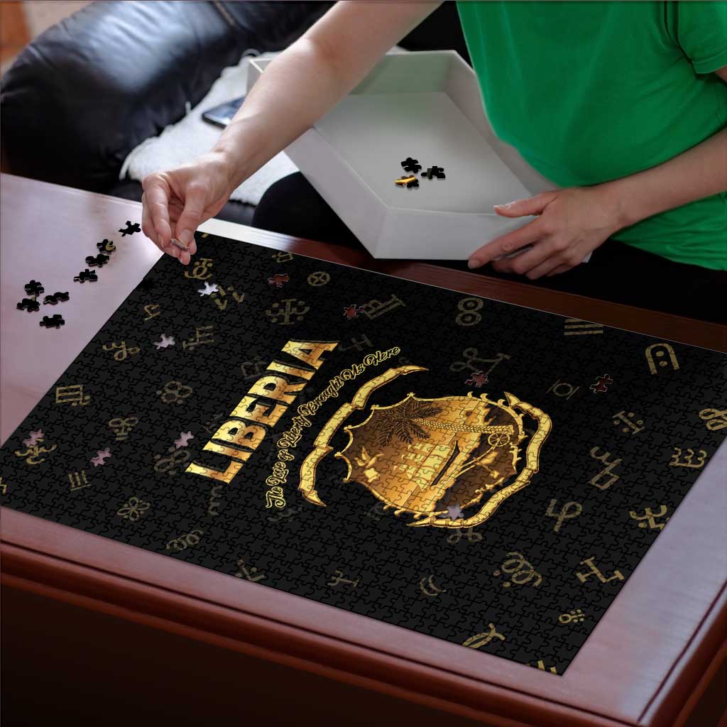 Liberia Vai Syllabary Heritage Puzzle National Emblem Golden Style - Wonder Print Shop