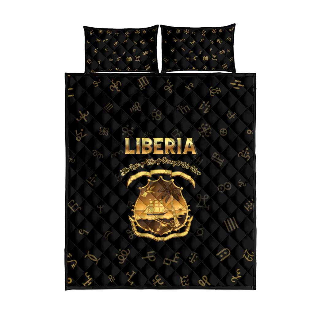 Liberia Vai Syllabary Heritage Quilt Bed Set National Emblem Golden Style - Wonder Print Shop