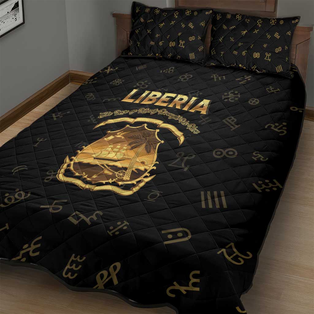 Liberia Vai Syllabary Heritage Quilt Bed Set National Emblem Golden Style - Wonder Print Shop