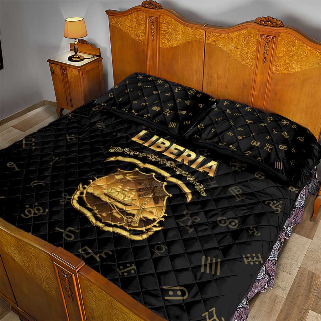 Liberia Vai Syllabary Heritage Quilt Bed Set National Emblem Golden Style - Wonder Print Shop