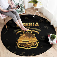 Liberia Vai Syllabary Heritage Round Carpet National Emblem Golden Style - Wonder Print Shop
