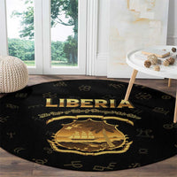 Liberia Vai Syllabary Heritage Round Carpet National Emblem Golden Style - Wonder Print Shop