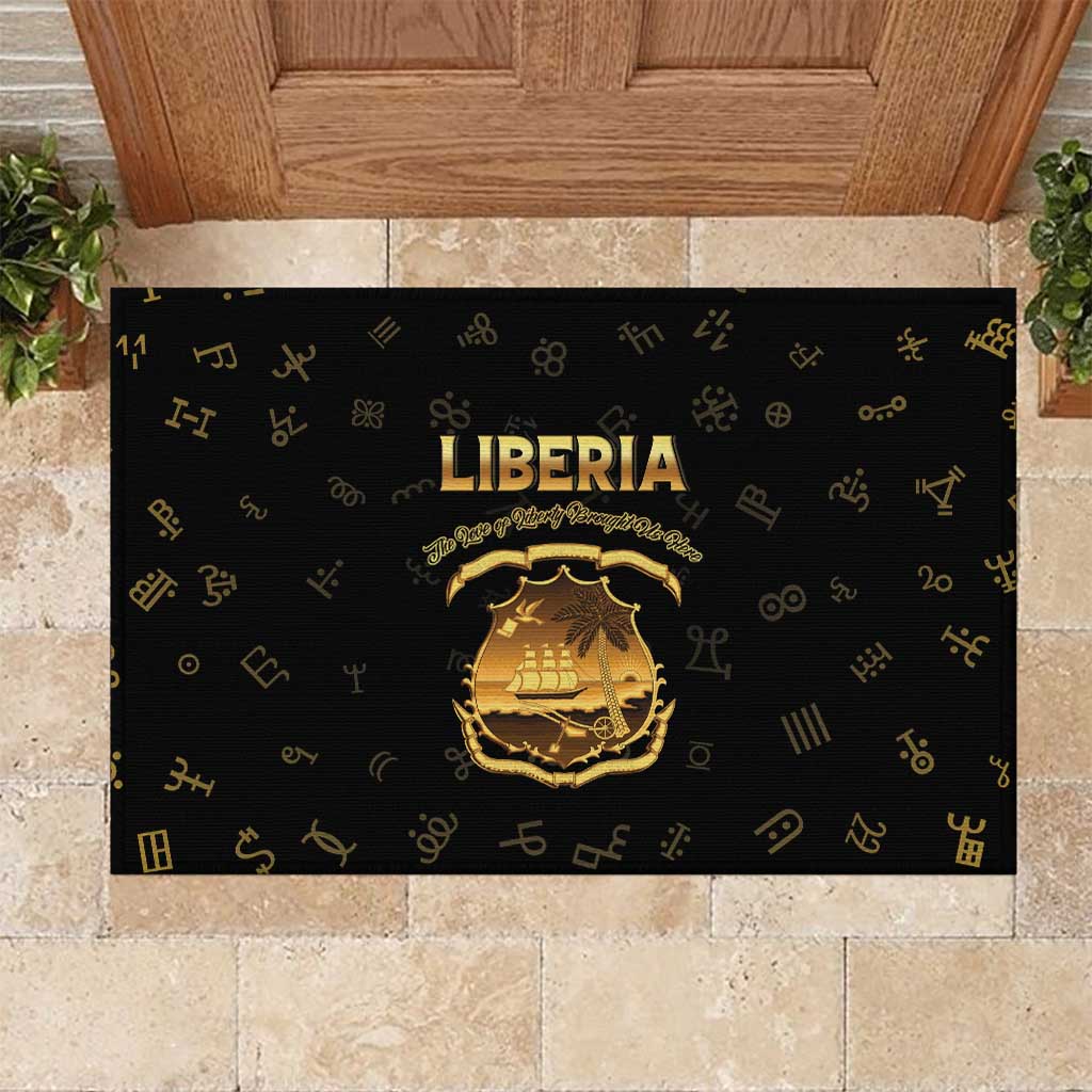 Liberia Vai Syllabary Heritage Rubber Doormat National Emblem Golden Style - Wonder Print Shop