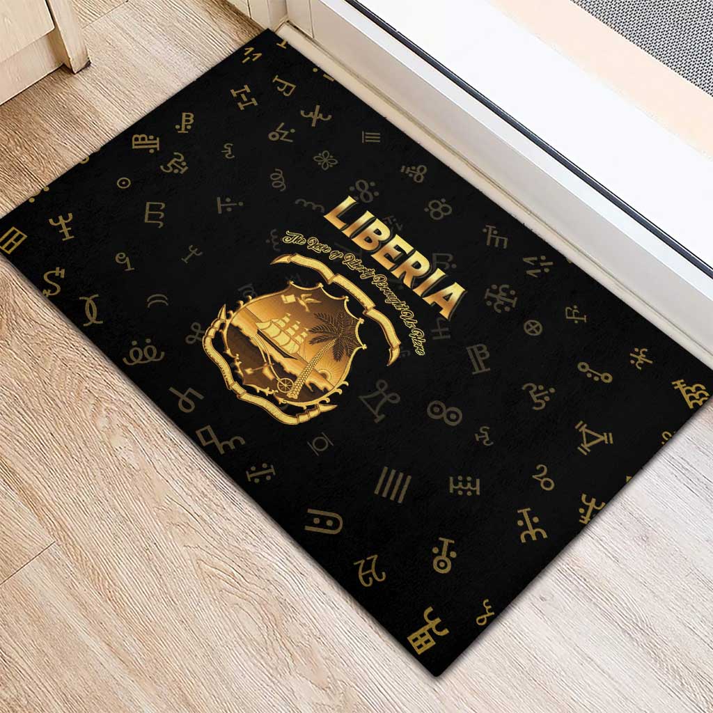 Liberia Vai Syllabary Heritage Rubber Doormat National Emblem Golden Style - Wonder Print Shop