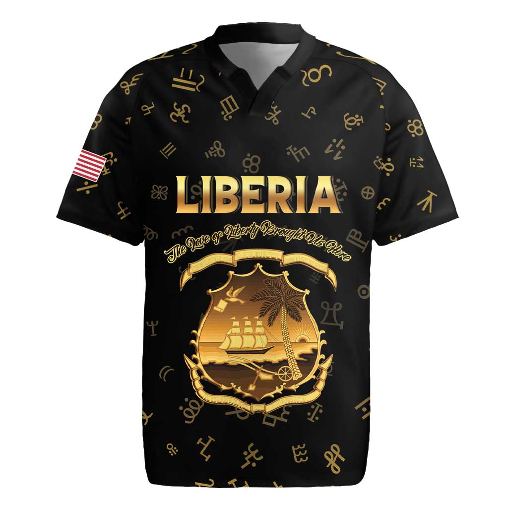 Personalized Liberia Vai Syllabary Heritage Rugby Jersey National Emblem Golden Style - Wonder Print Shop