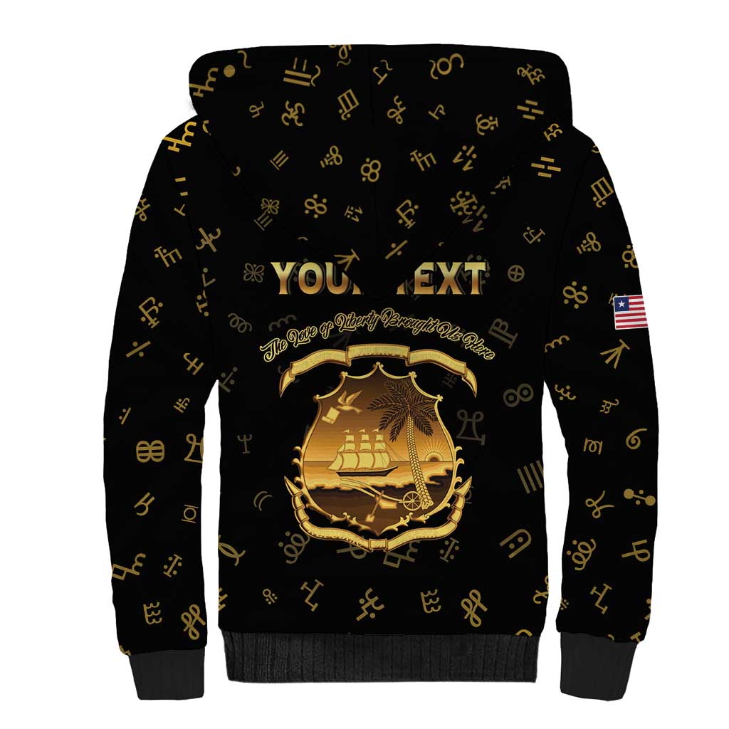 Personalized Liberia Vai Syllabary Heritage Sherpa Hoodie National Emblem Golden Style - Wonder Print Shop