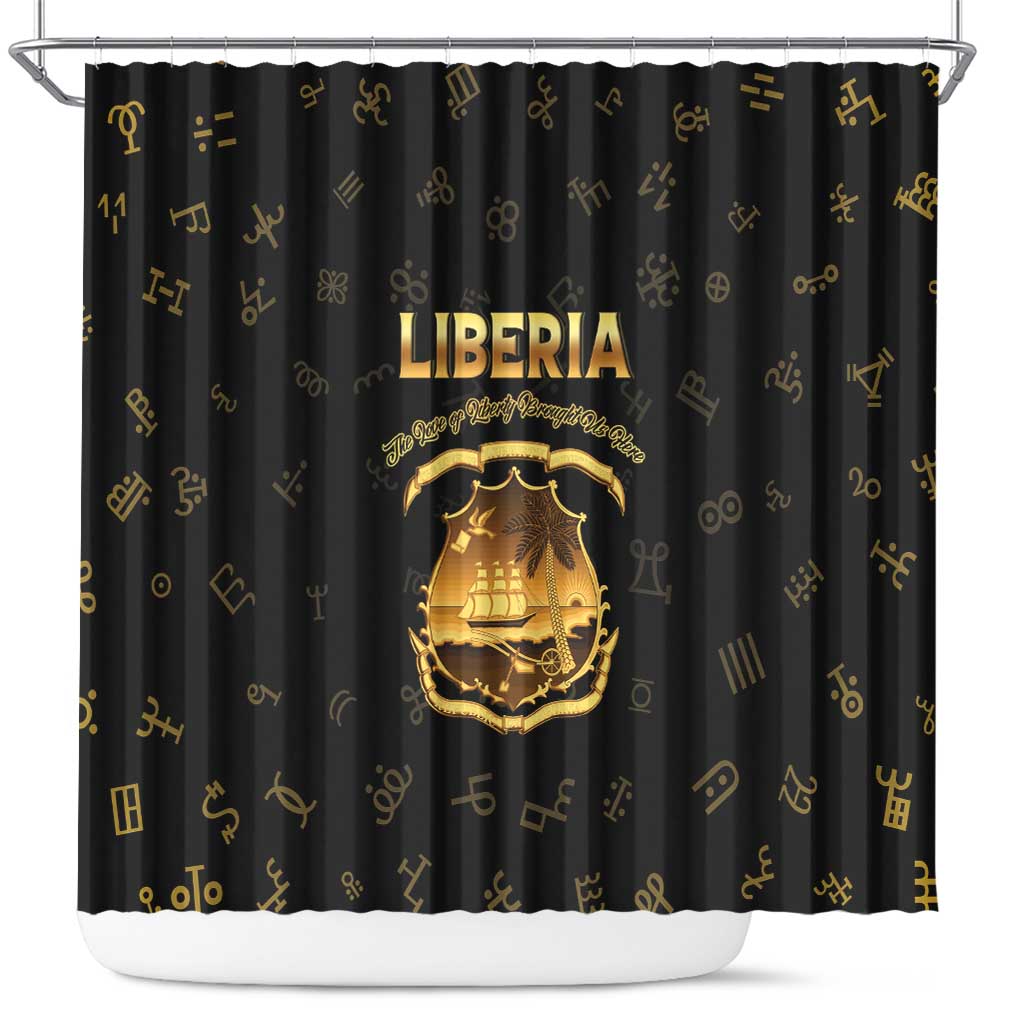 Liberia Vai Syllabary Heritage Shower Curtain National Emblem Golden Style - Wonder Print Shop