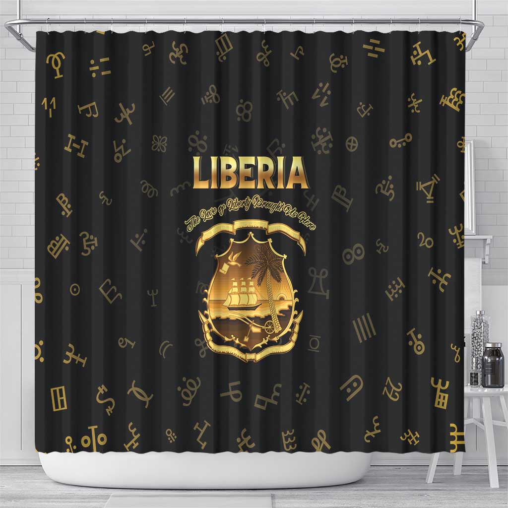 Liberia Vai Syllabary Heritage Shower Curtain National Emblem Golden Style - Wonder Print Shop