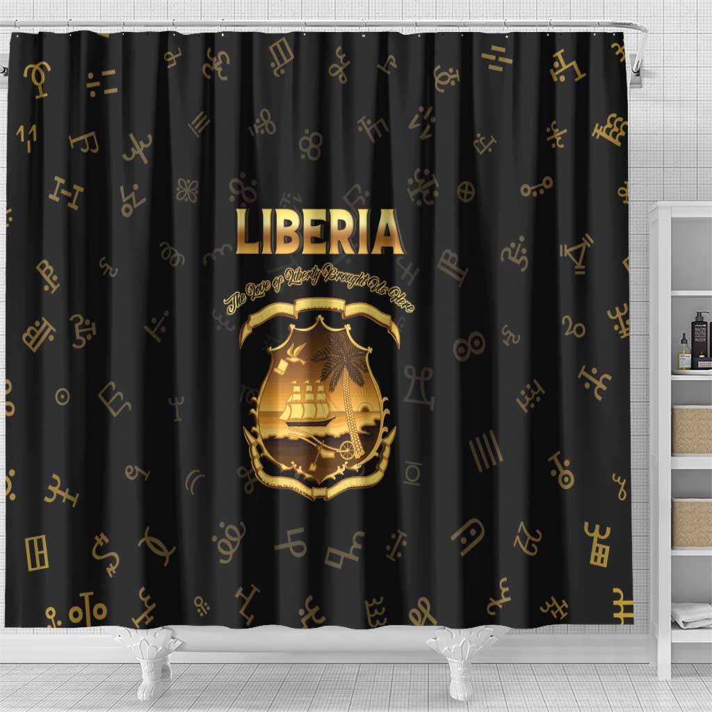 Liberia Vai Syllabary Heritage Shower Curtain National Emblem Golden Style - Wonder Print Shop