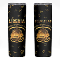 Personalized Liberia Vai Syllabary Heritage Skinny Tumbler National Emblem Golden Style - Wonder Print Shop