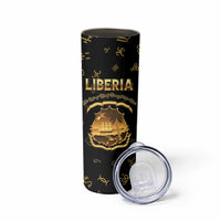 Personalized Liberia Vai Syllabary Heritage Skinny Tumbler National Emblem Golden Style - Wonder Print Shop