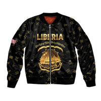 Personalized Liberia Vai Syllabary Heritage Sleeve Zip Bomber Jacket National Emblem Golden Style - Wonder Print Shop