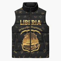 Personalized Liberia Vai Syllabary Heritage Sleeveless Puffer Jacket National Emblem Golden Style - Wonder Print Shop