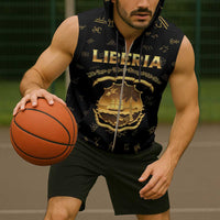 Personalized Liberia Vai Syllabary Heritage Sleeveless Zip Hoodie National Emblem Golden Style - Wonder Print Shop