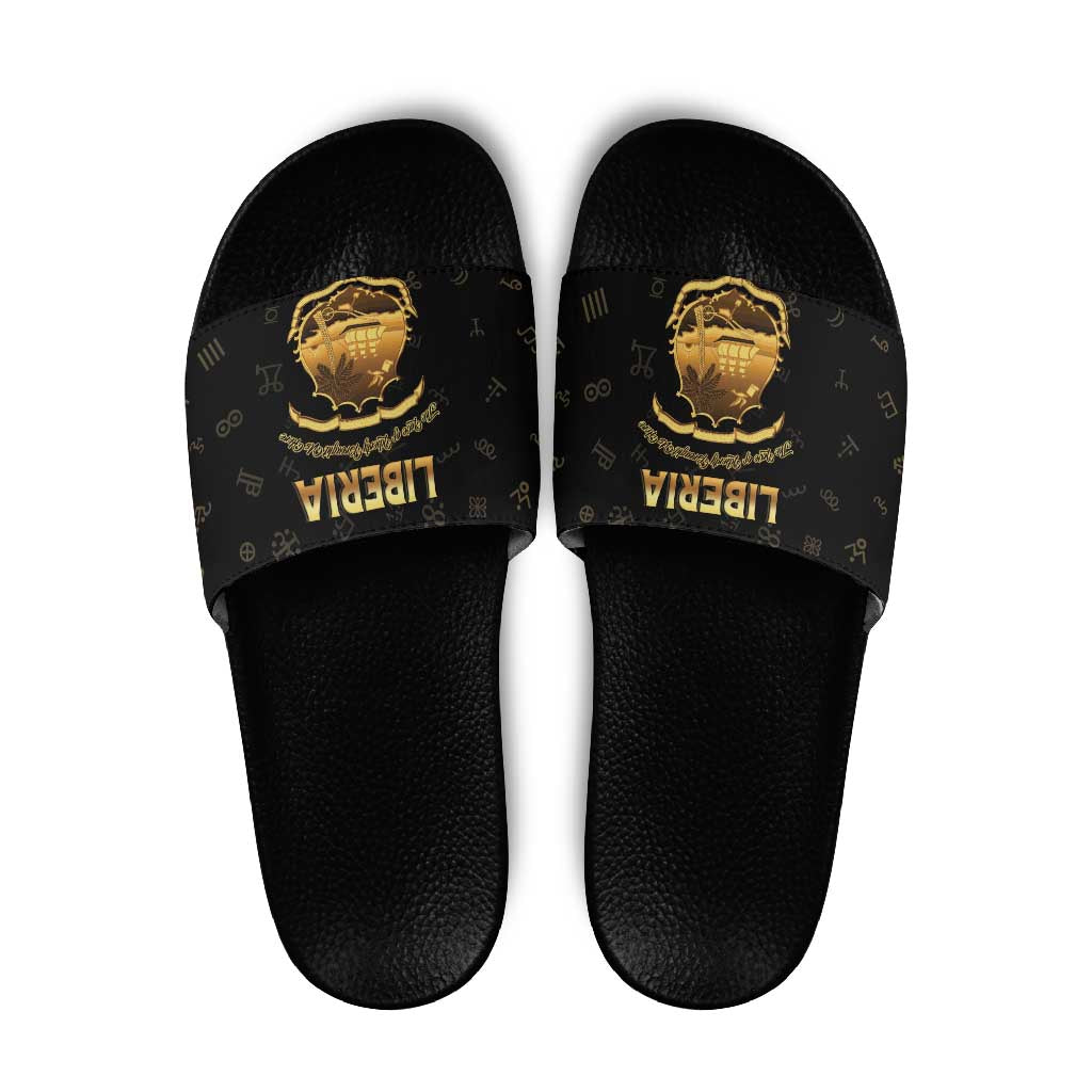 Liberia Vai Syllabary Heritage Slide Sandals National Emblem Golden Style - Wonder Print Shop