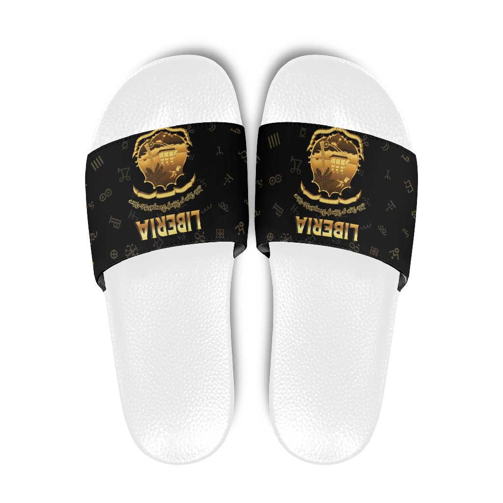 Liberia Vai Syllabary Heritage Slide Sandals National Emblem Golden Style - Wonder Print Shop