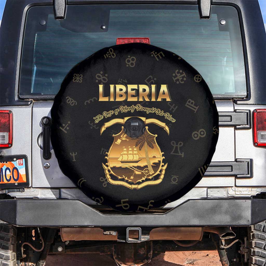 Liberia Vai Syllabary Heritage Spare Tire Cover National Emblem Golden Style - Wonder Print Shop