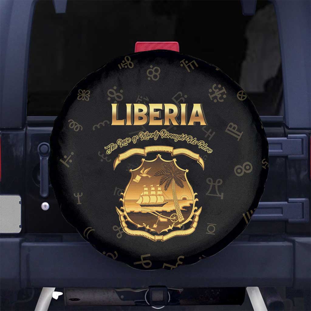 Liberia Vai Syllabary Heritage Spare Tire Cover National Emblem Golden Style - Wonder Print Shop