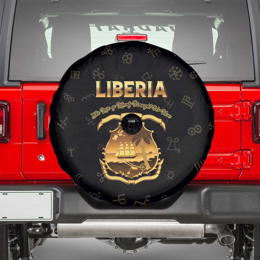 Liberia Vai Syllabary Heritage Spare Tire Cover National Emblem Golden Style - Wonder Print Shop