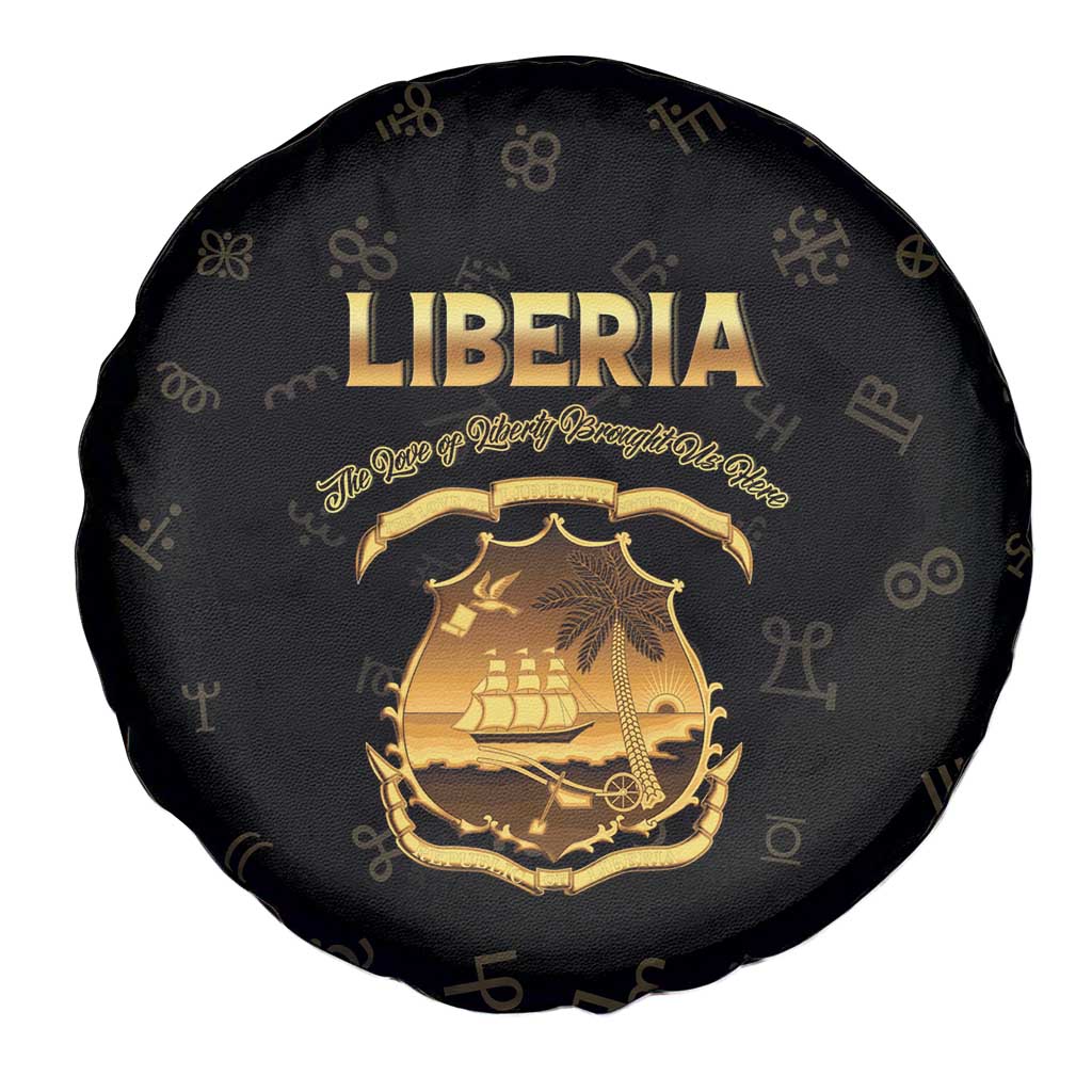 Liberia Vai Syllabary Heritage Spare Tire Cover National Emblem Golden Style - Wonder Print Shop