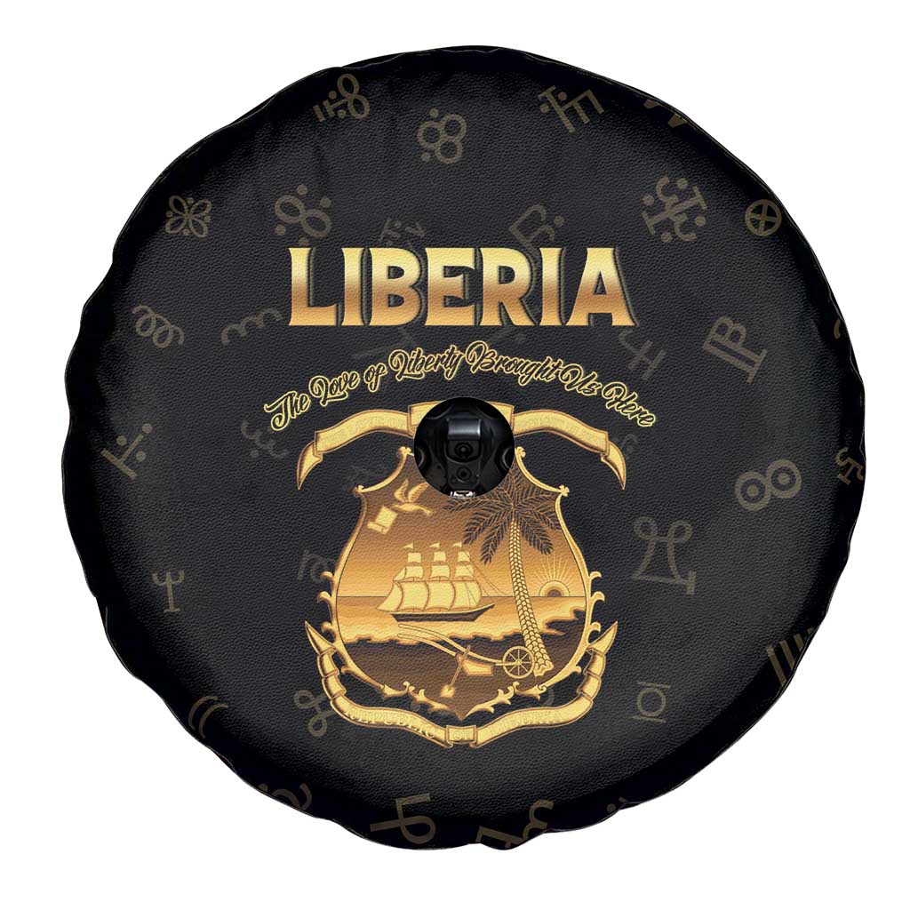 Liberia Vai Syllabary Heritage Spare Tire Cover National Emblem Golden Style - Wonder Print Shop