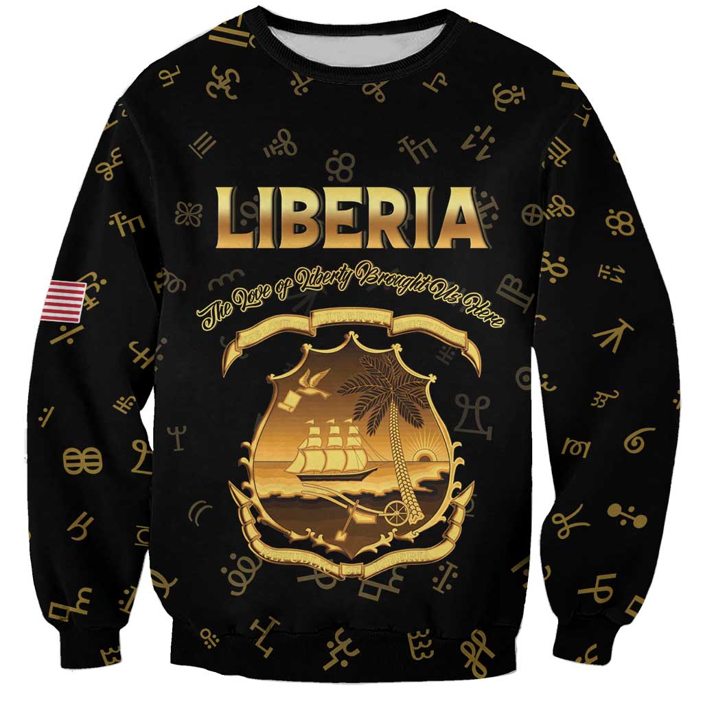 Personalized Liberia Vai Syllabary Heritage Sweatshirt National Emblem Golden Style - Wonder Print Shop