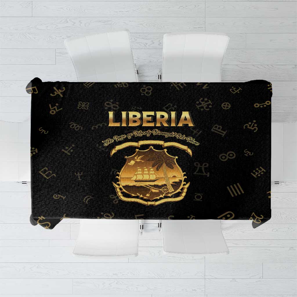 Liberia Vai Syllabary Heritage Tablecloth National Emblem Golden Style - Wonder Print Shop